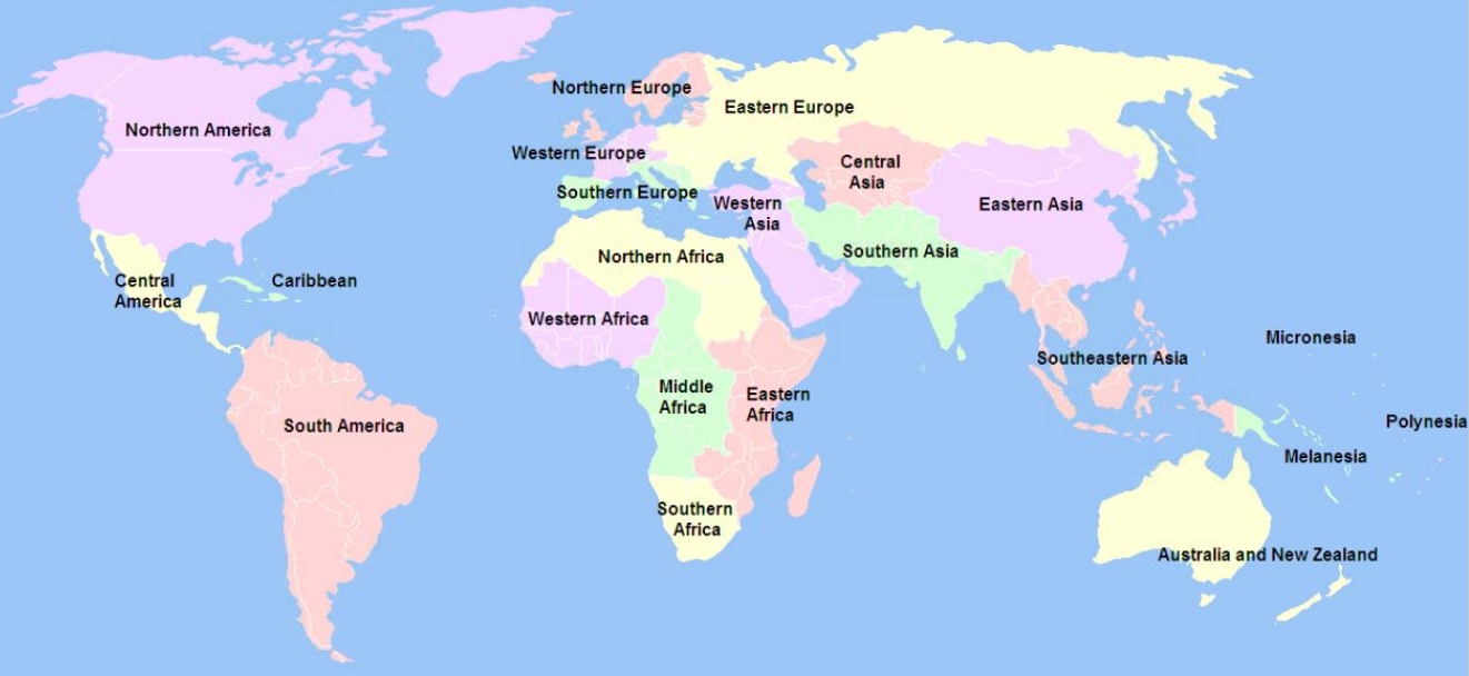 海外渡航で検討する予防接種の種類の目安（地域別MAP）